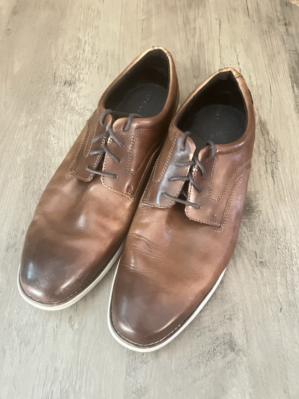 SAOLA Scarpe mocassini stringati uomo Rockport taglia 12 marrone pelle tomaia suola gomma