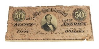 $50 United States Pink Richmond Virginia 1864 Confederate Note