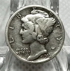 1916 Mercury Dime 10C Silver 0.9 Fineness Philadelphia ROTATED DIE - ERROR COIN
