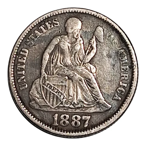 1887 Seated Liberty Dime VF Silver 10C Philadelphia #937