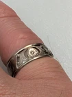 "Vintage Sterling Silver Filigree Heart Band Ring - Size 7 - WWII Era Sweetheart