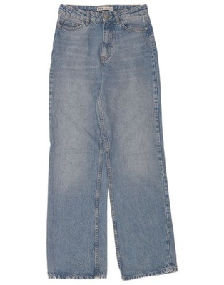 ZARA Damen High Rise Straight Jeans EU 36 XS W30 Blau Baumwolle BT08