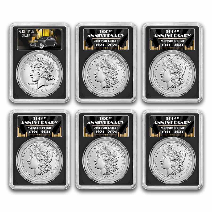 6-Coin 2021 Morgan/Peace Dollar Set MS-70 PCGS (First Day) | eBay