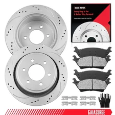 Rear Drilled Brake Rotors & Ceramic Pad Kit For 2012-2018 2019 2020 Ford F-150