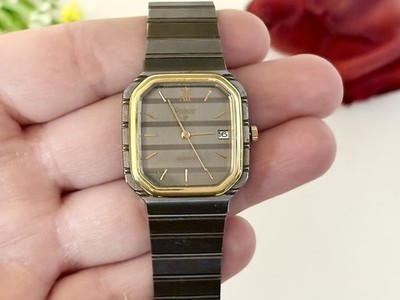 Women s Vintage PULSAR Day/Date Gold Octagonal Black Steel Tank Watch WORKS!!