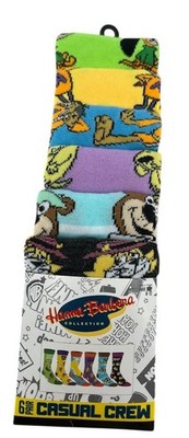 Hanna Barbera 6 Pairs Socks Casual Crew Size 8-12 Yogi Bear & More Bioworld NEW