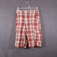 Urban Pipeline Boys Cargo Shorts Size 14 Red White Plaid Cotton Pockets Casual