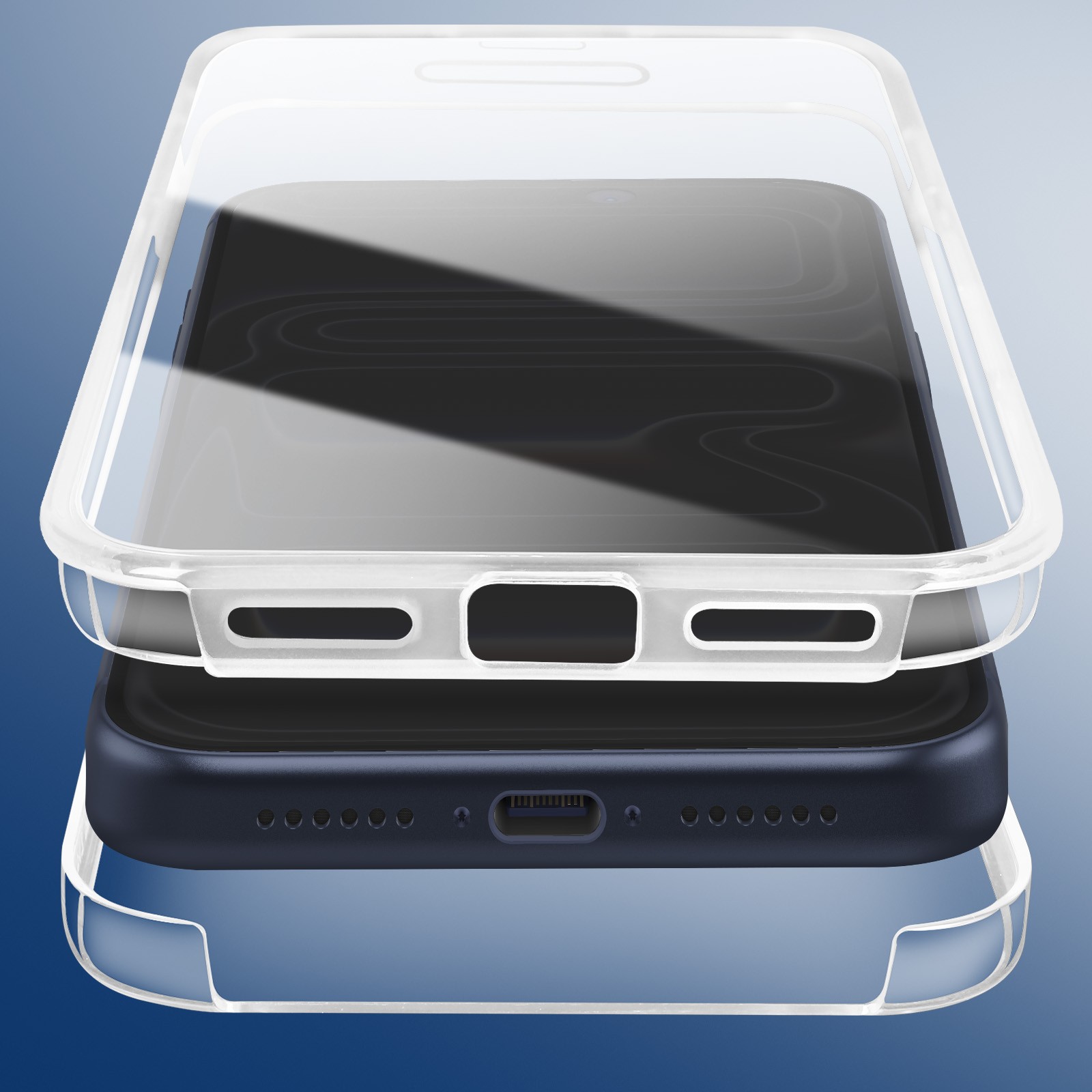 Coque iPhone 17 Pro Max intégrale transparente en silicone antichoc
