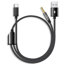 USB C to 3.5mm Aux Cable, 2 in 1 C Car Stereo Black