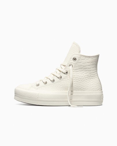 Converse All Star Lift Platform Crocodile High-Top Shoes Egret/Vintage White thumbnail 5