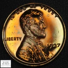 1937 Proof Lincoln Wheat Copper Cent 1C PR