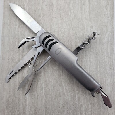 Advertising Pocket Knife Silver Multi Tool /  Function Stainless ''OUTSIDE''  [J]