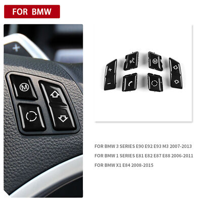 For BMW E84 E81 E82 E87 E88 E90 E92 E93 Steering Wheel Button Cover Black Kit