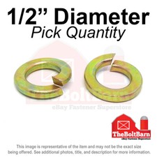 1/2" Alloy Split Ring Lock Washers Alloy Steel Grade 8 Zinc Yellow (Pick Qty)