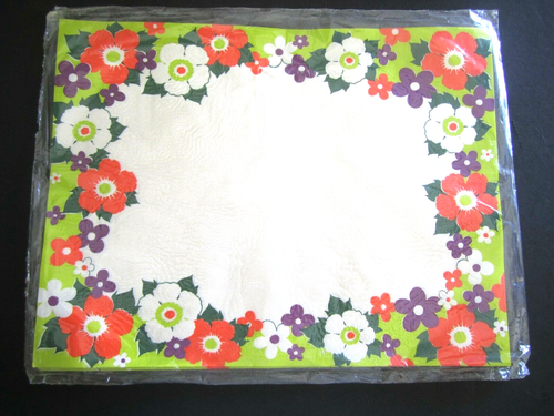 Vintage Linen Paper Placemats Bright Floral 16 pc New in package Art Products Co