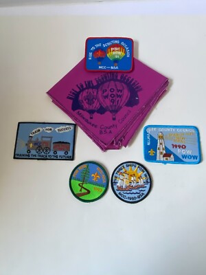  BSA Milwaukee County Council Pow-Wow Neckerchief and Patches 1989-1993
