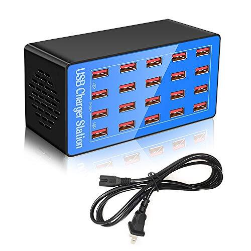 USB Charger Station20Port 100W/20A Multiple USB Charging LIght blue20