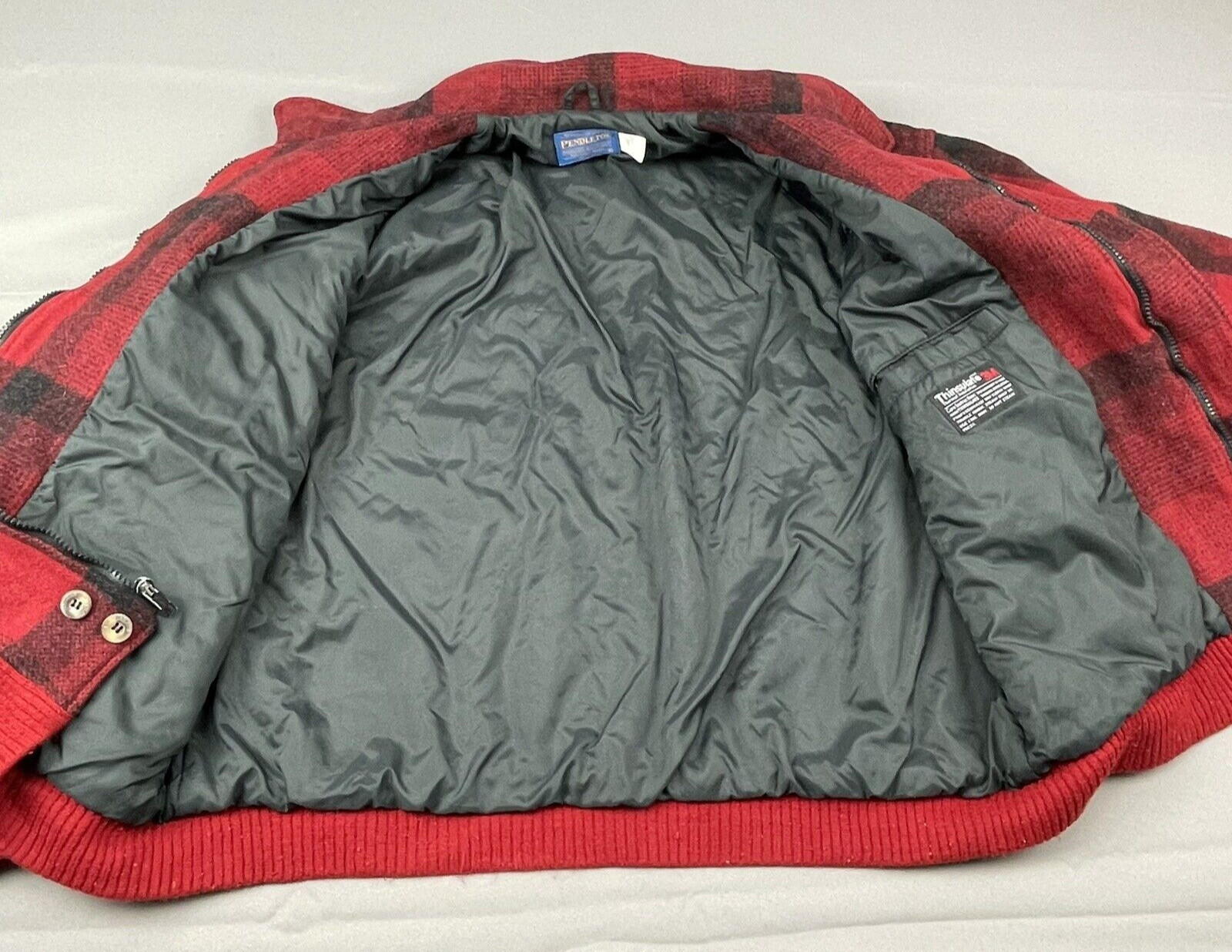 PENDLETON Jacket Full Zip 100% Virgin Wool Red & … - image 6