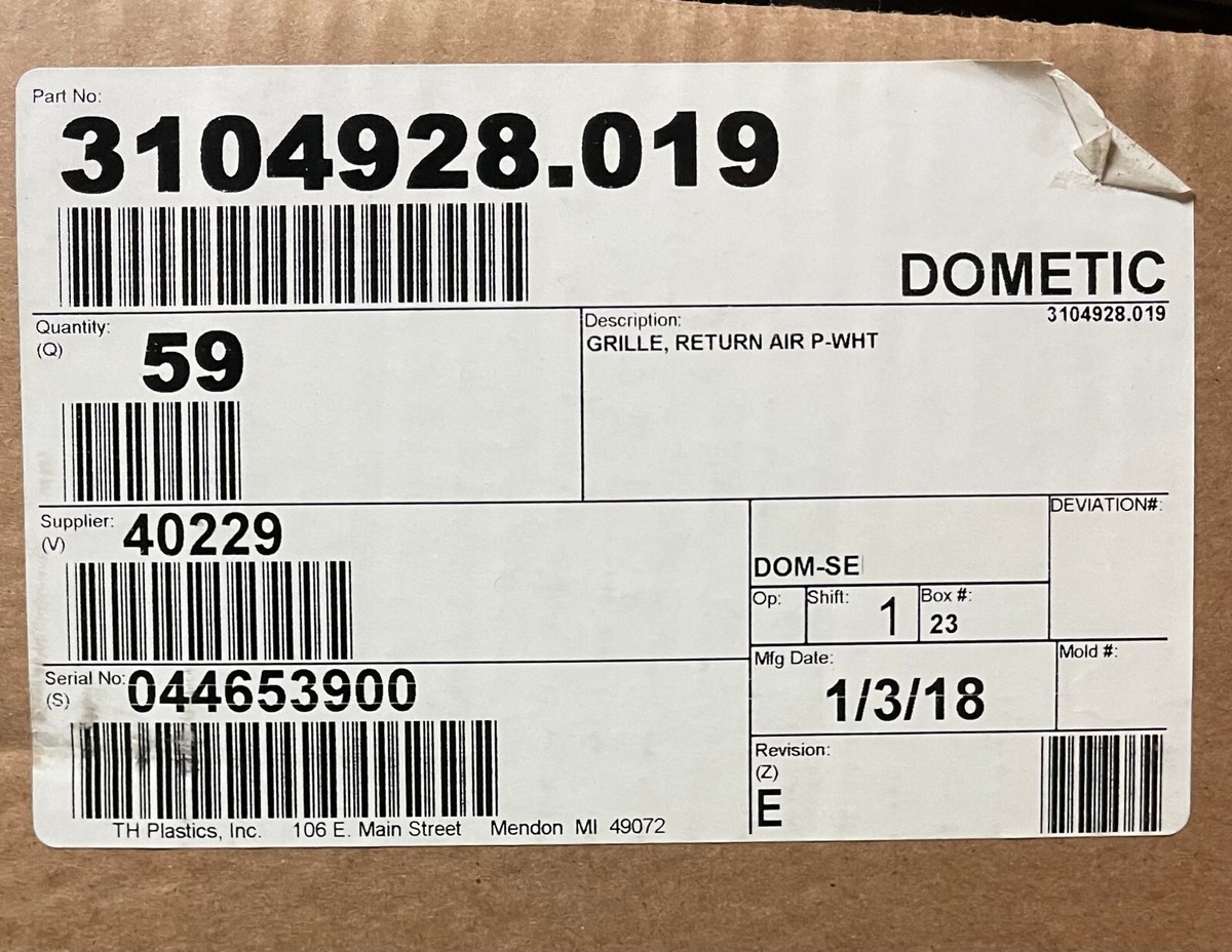 Dometic 3104928.019, OEM Return Air Ceiling Assembly Grille, Polar