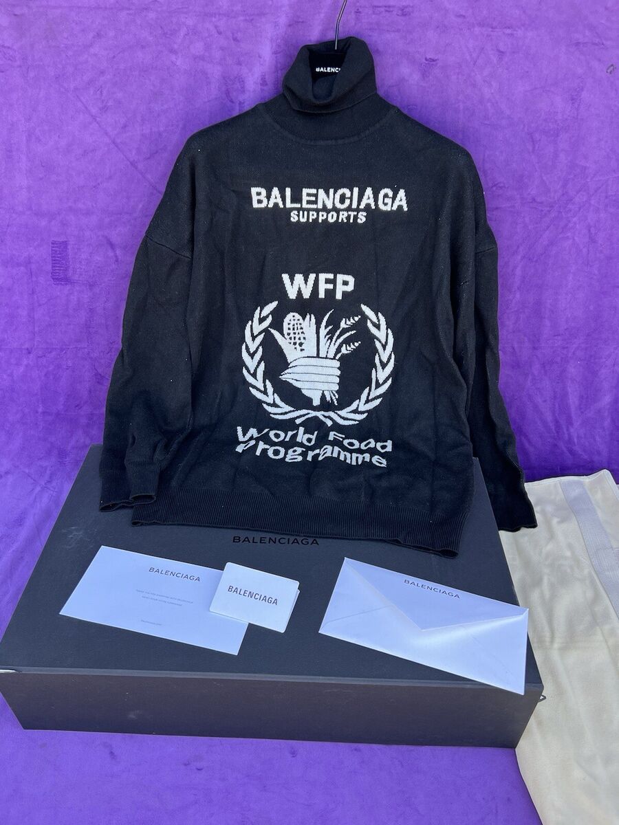 Balenciaga Black Wool Turtleneck World Food Programme Sz 34 Balenciaga Black Wool Turtleneck World Food Programme Sz 34