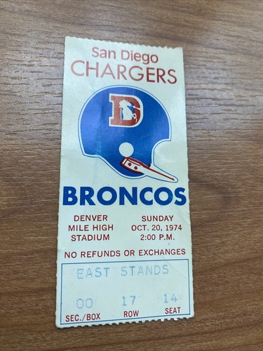 TICKET STUB & PROGRAM - Chargers at Broncos ROOKIE RANDY GRADISHAR - Oct 20 1974 - Bild 2 von 12