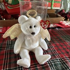 TY Beanie Baby Halo Angel Bear w/Brown Nose 1998 Iridescent Wings Box Kept
