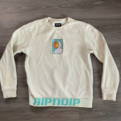 RIPNDIP Pullover Sweatshirt Adult Small Cream Color Cat Embroidered Spell  Out | eBay