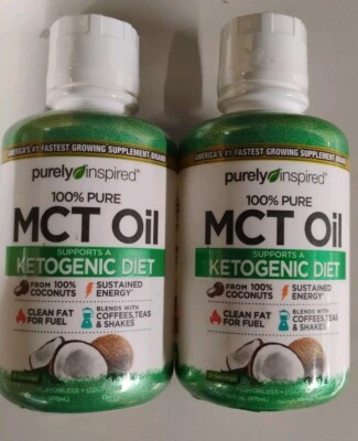 2 Pk: Purely Inspired 100% Pure MCT Oil, 31 Servings Ea, 16 oz. EXP 12/25 E3C