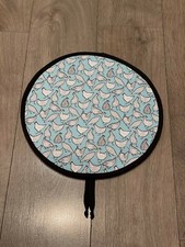 Pair of Aga Hob Lid Mats Pads Round Hob Covers Blue Duck Egg Black Hens Chicken 