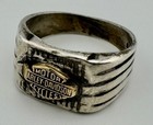 Harley Davidson Men's Ring Sterling Silver Gold Insignia Size 11 Vintage 7.2g