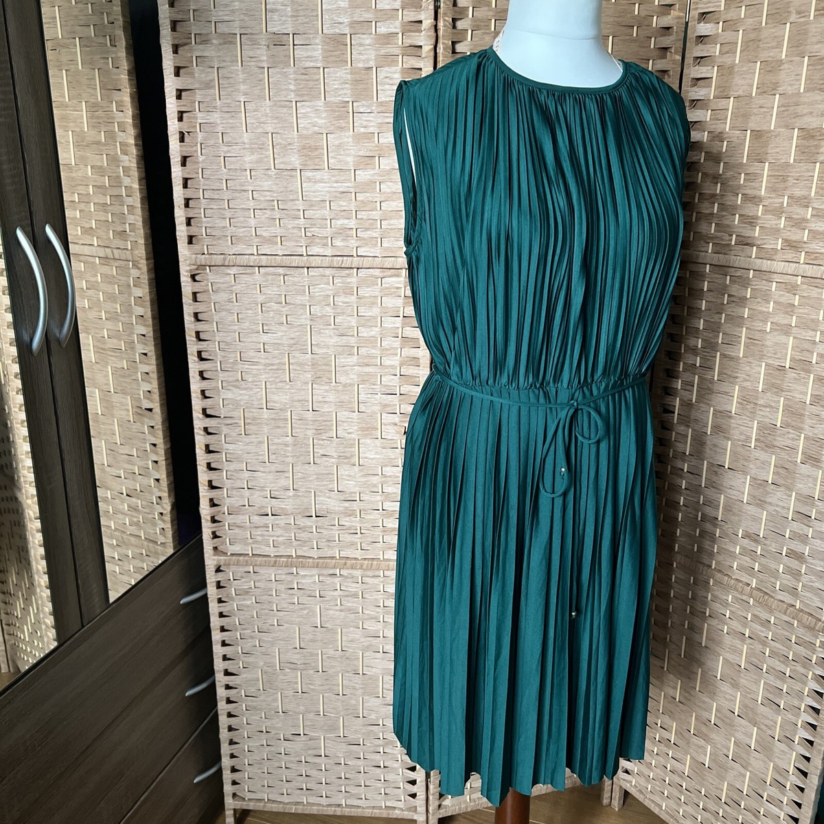 green emerald velvet dress H&M Weave Pleated Dress – Urban Chic
