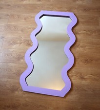 Large Purple Mirror, Wavy Mirror, Curvy Mirror, Large Mirror, Wooden Mirror- NEW