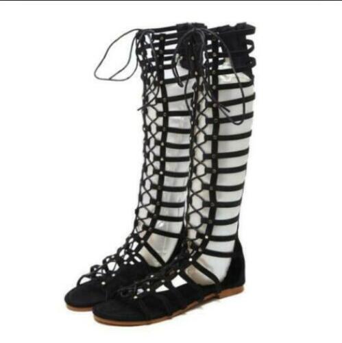 Knee-high Sandals Summer Women's Boots Gladiator Lace-up Flat Open Toe Boots 40 - Picture 17 of 17