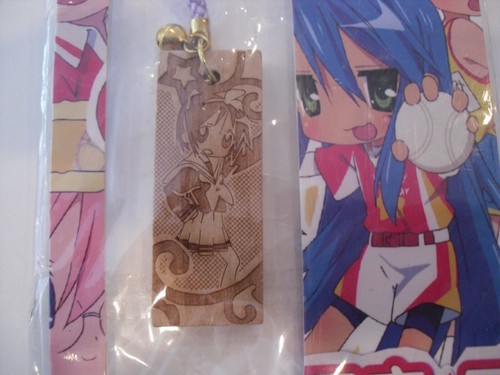ANIME WOOD CHARM PURPLE STRING GOLD BALLPHONE FOB - Picture 2 of 4