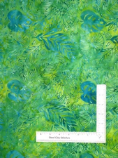 Leaves Fronds Tropics Indonesian Batik Fabric Green Blue Cotton Riley Blake Yard