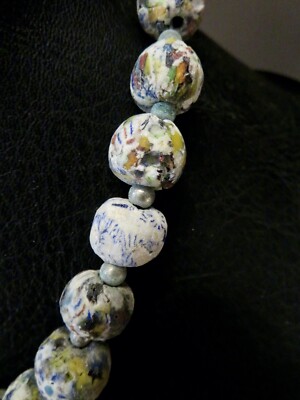 Collier Vintage En Pâte De Verre - Bijou Ancien Coloré - Occasion