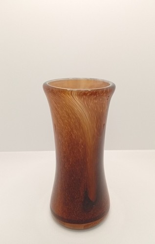 Vintage MCM mundgeblasene Vase braun & Bernstein Holzmaserung Optik Glas 6-1/4" - Bild 4 von 6