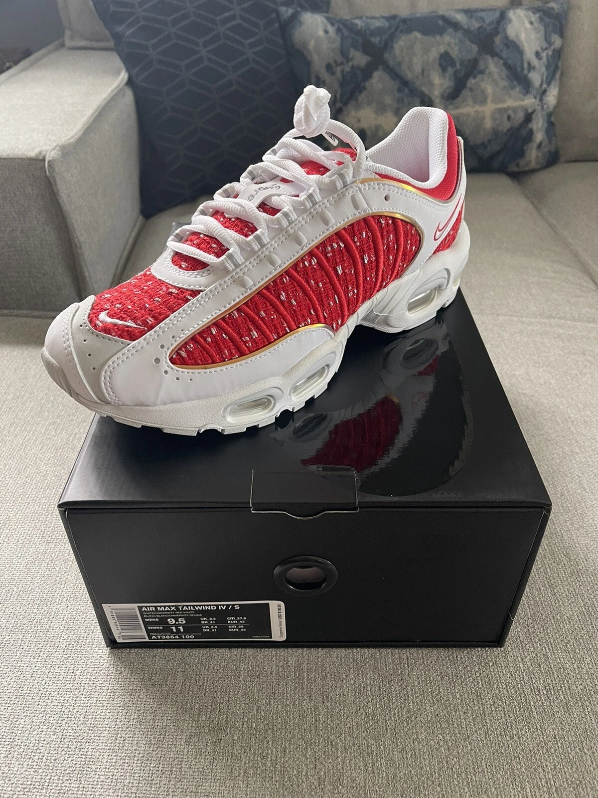 Taille 9,5   Nike Air Max Tailwind 4 x Supreme University Rouge 2019