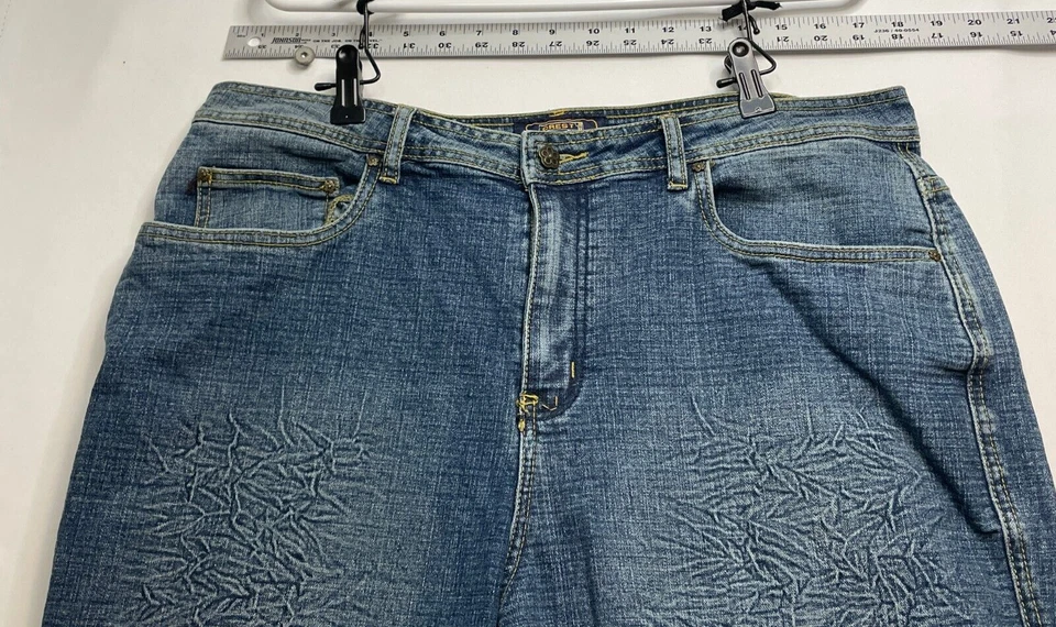 Crest Collection Vaqueros Mujer 17 18 Bootcut Alto Tiro 35 x 32 Bolsillos Solapa Azul Foto 2 de 4