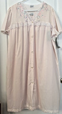 Vintage Lorraine Long Nightgown Robe Lace 2 PC Set Pink Made in USA Plus Size 2X