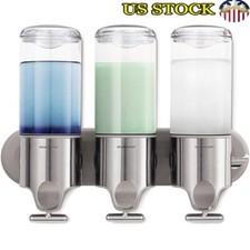 Wall Mount Shower Pump 3 Dispenser Set Stainless Steel Soap Shampoo Conditioner