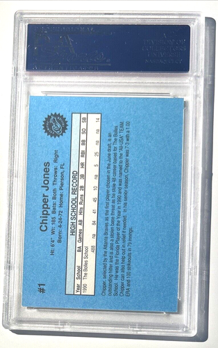 1990 Classic Draft Picks Chipper Jones #1 - PSA 10 Gem Mt - HoF de radiocontrol - Imagen 2 de 2