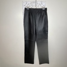 CLIO Leather Pants Women's size 8 Side Zip and Button Polyester Lined BLACK