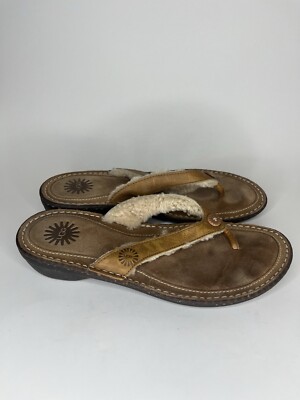 ugg flip flops Sandals Women Size 10 Brown Leather Comfort