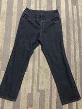 Jag Pull On Straight Leg Jeans Women Sz 12 Dark Blue Denim 33X28 