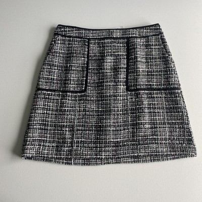 LOFT Tweed Multicolored With Black Piping Mini Skirt Womens Size 6 Waist 30