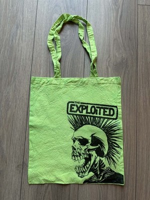 Exploited - Band Tote Bag - Hand Dyed & Printed-Green - One Size 