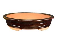 Ovale Bonsaischale Aus Braun Glasiertem Steinzeug, 55 X 42,5 X 10,5 Cm ? 2828Da