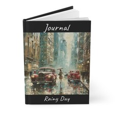 Ireland Rainy Day Journal  Vintage City Street Umbrella Art Hardcover