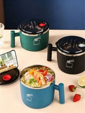 1PC 1000ml Stainless Steel Noodle Bowl With Lid Double Wall Insulated Food Conta